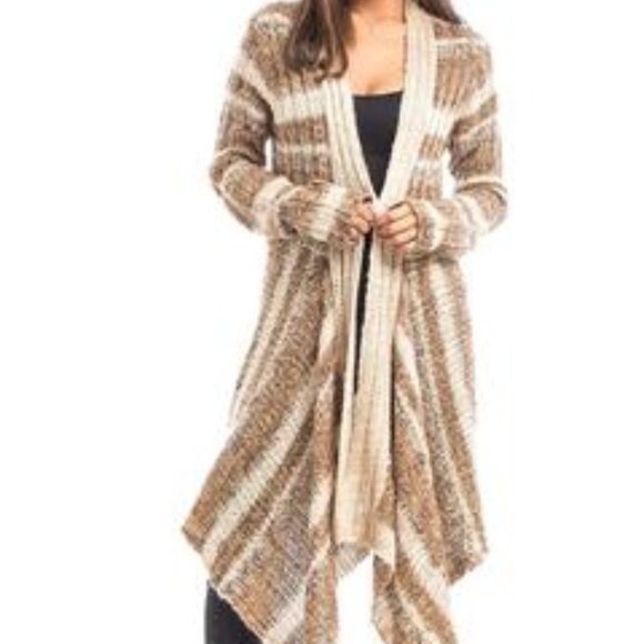 Ashley By 26 International Sweaters - Ashley by 26 International chunky knit hooded draped cardigan sweater